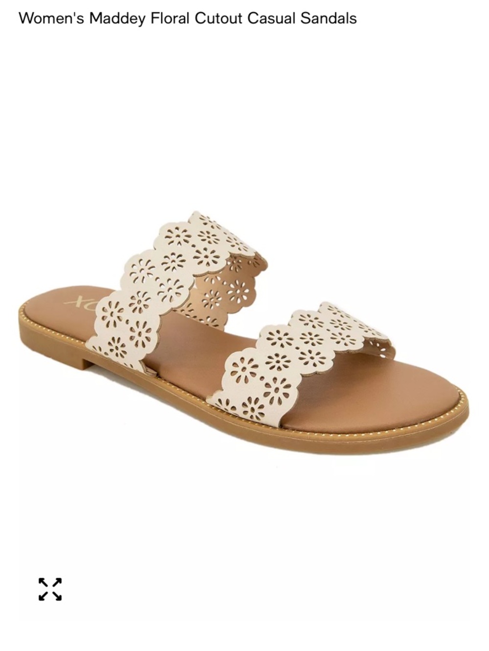 Women’s Scalloped Floral Slide Sandal - White